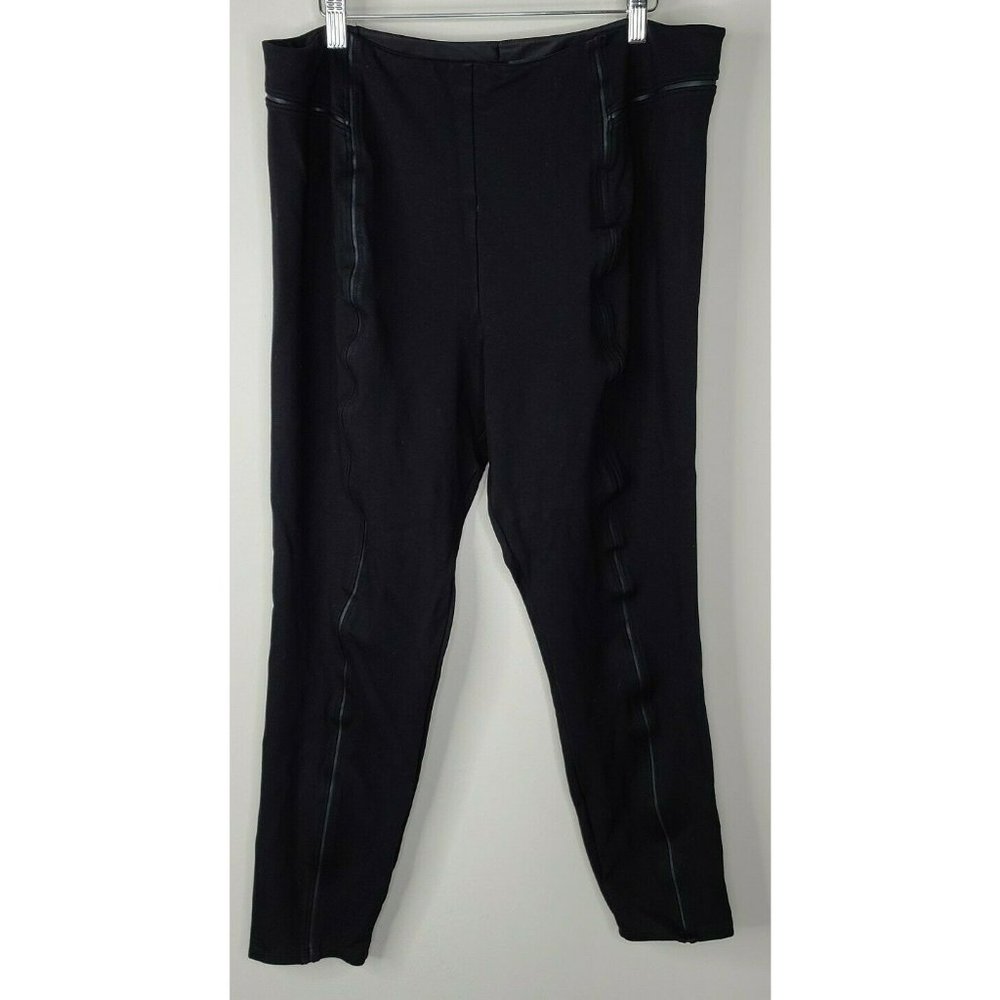 Lysee black leggings with faux leather detail 3X